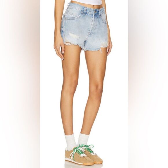 We The Free Blue Jean Shorts Distressed High-Waisted - Picture 1 of 4